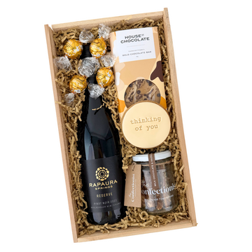 Pinot Noir Wine Gift Box | Treats and Wine gift boxes delivered nz wide | Celebration Box NZ