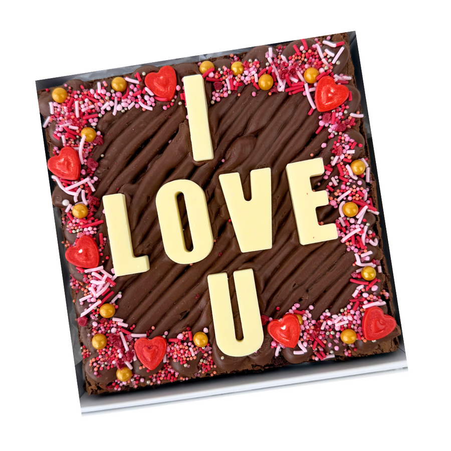 I Love U Valentine's Day Loaded Brownie | Valentine's Day Gift Boxes | NZ Delivery | Celebration Box NZ