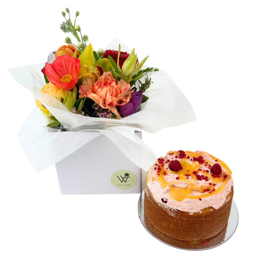 Posy with a cake is the perfect gift | Personalised gifts | Celebration Box NZ