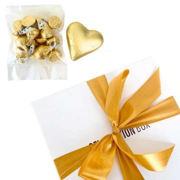 Gold Hersheys Kisses Ribbon and Chocolate Bundle Gift | Add to your gift box | Celebration Box NZ