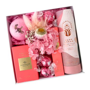 Mother's Day Gift Box with Celebration Box and The Wild Rose. Escape to Florence. Glasshouse Fragrances Gift Box delivered NZ Wide and Auckland Same Day.