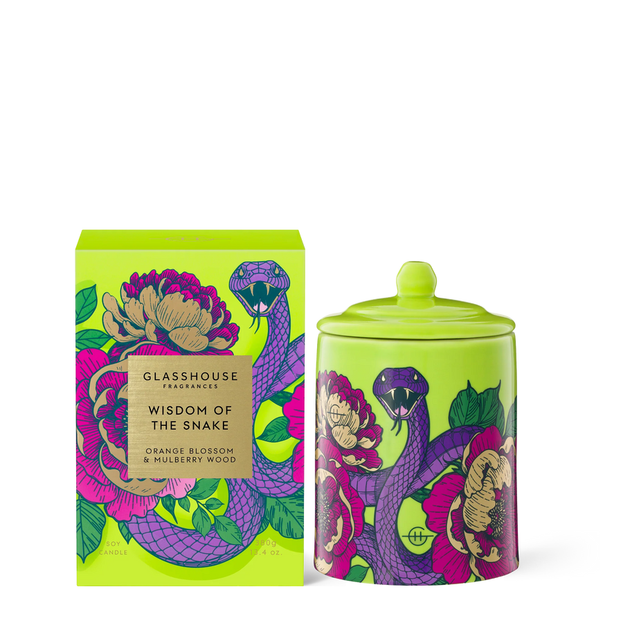 Glasshouse Fragrances Wisdom of the Snake Candle | Celebration Box NZ 